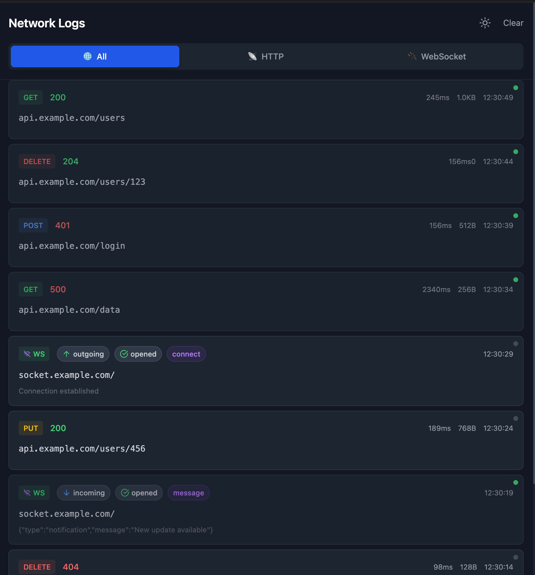 Actual Snorkl network inspection web dashboard